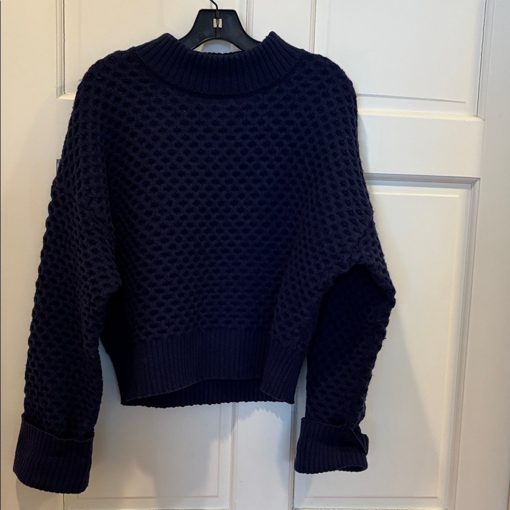 Navy Blue Textured Women's Sweater